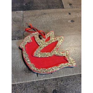 Red cardinal bird wooden ornament xmas